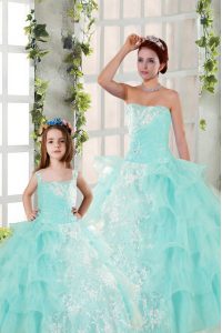 Strapless Sleeveless Organza Sweet 16 Dresses Beading and Ruffled Layers and Ruching Lace Up