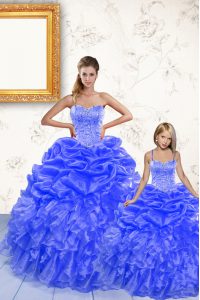 Sophisticated Pick Ups Floor Length Ball Gowns Sleeveless Royal Blue Sweet 16 Quinceanera Dress Lace Up