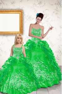 Edgy Green Sweetheart Lace Up Beading and Embroidery and Pick Ups 15 Quinceanera Dress Sleeveless