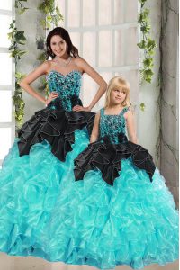Beauteous Floor Length Ball Gowns Sleeveless Turquoise Sweet 16 Quinceanera Dress Lace Up