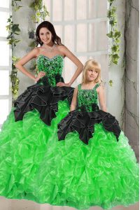 Ball Gowns Quinceanera Dresses Sweetheart Organza Sleeveless Floor Length Lace Up