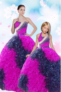 Multi-color Sweetheart Lace Up Sequins and Pick Ups Sweet 16 Dress Sleeveless