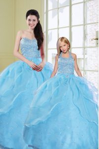 Attractive Sleeveless Beading and Sequins Lace Up Vestidos de Quinceanera