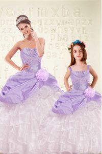 Ruffled Ball Gowns Quinceanera Gowns Purple Sweetheart Organza and Taffeta Sleeveless Floor Length Lace Up