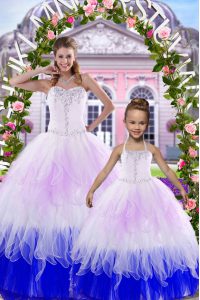 Shining Sweetheart Sleeveless Lace Up Ball Gown Prom Dress Multi-color Tulle