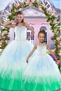 Dramatic Sleeveless Beading Lace Up Quinceanera Dresses