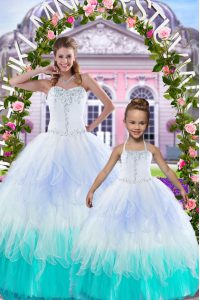 Tulle Sweetheart Sleeveless Lace Up Beading Quinceanera Gown in Multi-color