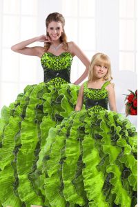 Charming Floor Length Olive Green Vestidos de Quinceanera Sweetheart Sleeveless Lace Up
