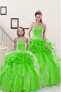 Ball Gowns Sweetheart Sleeveless Organza Floor Length Lace Up Beading and Pick Ups 15 Quinceanera Dress