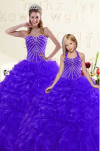 Floor Length Ball Gowns Sleeveless Blue and Purple Ball Gown Prom Dress Lace Up