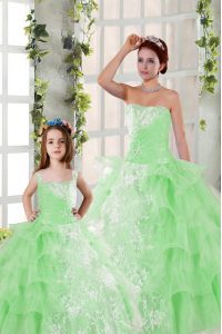 Captivating Sleeveless Organza Floor Length Lace Up Quinceanera Dress in with Beading and Ruffled Layers and Ruching