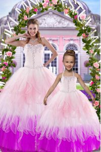 Sumptuous Multi-color Sweetheart Neckline Beading Quinceanera Dress Sleeveless Lace Up