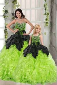 Extravagant Floor Length Ball Gowns Sleeveless Green 15th Birthday Dress Lace Up