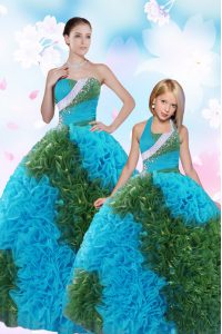 Multi-color Taffeta Lace Up Sweetheart Sleeveless Floor Length Sweet 16 Dresses Sequins and Pick Ups