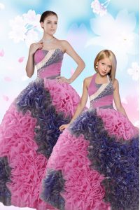 Sequins Pick Ups Floor Length Ball Gowns Sleeveless Multi-color Quinceanera Gowns Lace Up