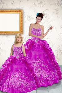 Free and Easy Purple Sleeveless Floor Length Beading and Embroidery and Pick Ups Lace Up Sweet 16 Dresses