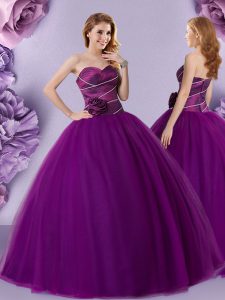 Sleeveless Zipper Floor Length Hand Made Flower Ball Gown Prom Dress