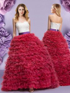 Elegant Sleeveless Lace and Ruffled Layers Lace Up Sweet 16 Quinceanera Dress