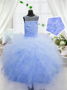 Scoop Sleeveless Beading and Ruffles Zipper Pageant Gowns For Girls