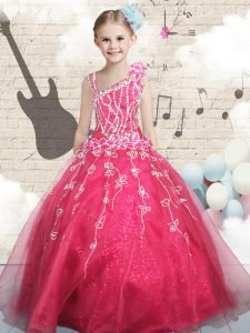Enchanting Tulle Sleeveless Floor Length Kids Pageant Dress and Appliques
