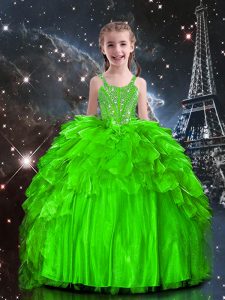 Sleeveless Organza Lace Up Little Girls Pageant Dress for Party and Wedding Party