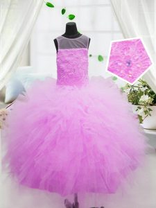 Scoop Sleeveless Zipper Floor Length Beading and Appliques Little Girls Pageant Dress Wholesale