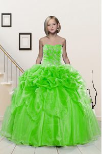 Beautiful Pick Ups Floor Length Ball Gowns Sleeveless Little Girl Pageant Dress Lace Up