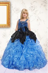 Nice Sleeveless Lace Up Floor Length Beading and Pick Ups Little Girls Pageant Dress