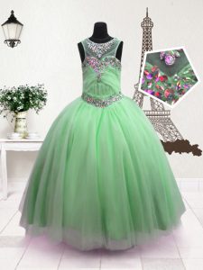 Glorious Scoop Apple Green Sleeveless Organza Zipper Little Girls Pageant Dress Wholesale for Party and Wedding Party
