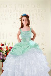 White Sleeveless Organza Lace Up Little Girls Pageant Dress Wholesale for Party and Wedding Party