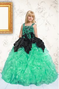 Cute Sleeveless Lace Up Floor Length Beading and Pick Ups Kids Formal Wear