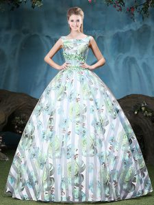 Straps Sleeveless Appliques and Pattern Lace Up Quince Ball Gowns