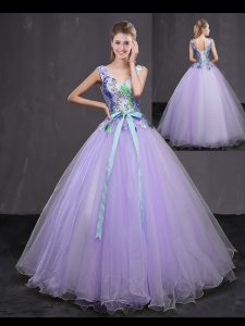 High End Sleeveless Beading and Belt Lace Up Quinceanera Dress