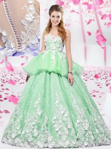 Organza and Tulle Scoop Sleeveless Lace Up Lace and Appliques Sweet 16 Quinceanera Dress in