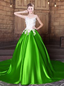 Fabulous Scoop Lace Up Appliques Quinceanera Gown Sleeveless