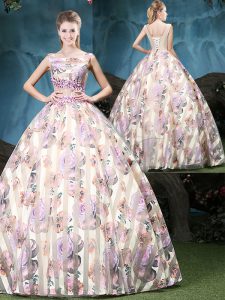 Hot Selling Multi-color Ball Gowns Straps Sleeveless Tulle Floor Length Lace Up Appliques and Pattern Quinceanera Dress