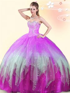 Stunning Floor Length Ball Gowns Sleeveless Multi-color Quinceanera Dress Lace Up
