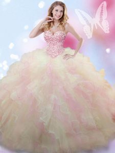 Attractive Multi-color Sleeveless Tulle Lace Up Sweet 16 Quinceanera Dress for Military Ball and Sweet 16 and Quinceanera