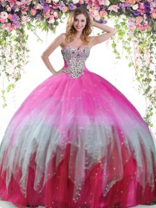 Multi-color Sweetheart Neckline Beading Sweet 16 Dress Sleeveless Lace Up