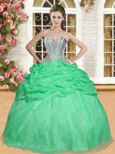 Trendy Floor Length Quinceanera Dresses Organza Sleeveless Beading