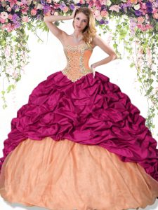 Most Popular Multi-color Ball Gowns Taffeta Sweetheart Sleeveless Beading and Pick Ups Floor Length Lace Up Quinceanera Gowns