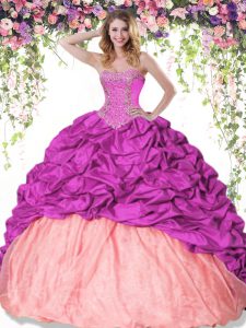 High Class Multi-color Ball Gowns Sweetheart Sleeveless Taffeta Floor Length Lace Up Beading and Pick Ups Quinceanera Dresses