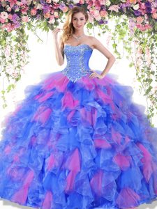 High End Floor Length Ball Gowns Sleeveless Multi-color Sweet 16 Dresses Lace Up