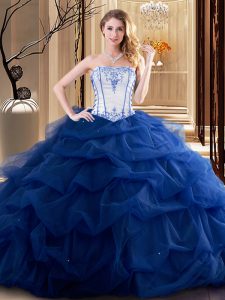 Sleeveless Embroidery and Ruffled Layers Lace Up Quinceanera Gown