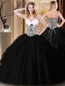 Fitting Pick Ups Floor Length Ball Gowns Sleeveless Black 15th Birthday Dress Lace Up