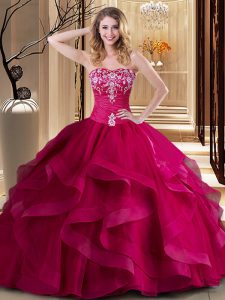 Flirting Floor Length Ball Gowns Sleeveless Coral Red Ball Gown Prom Dress Lace Up