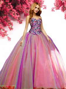 Clearance Multi-color Lace Up Sweetheart Beading Ball Gown Prom Dress Tulle Sleeveless