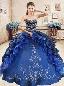 Popular Pick Ups Floor Length Ball Gowns Sleeveless Navy Blue Quinceanera Dresses Lace Up