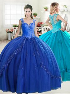 Sweet Royal Blue Ball Gowns Organza Sweetheart Sleeveless Beading Floor Length Zipper Ball Gown Prom Dress