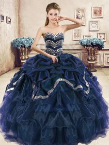 Sleeveless Lace Up Floor Length Beading and Ruffled Layers and Pick Ups Quinceanera Gown